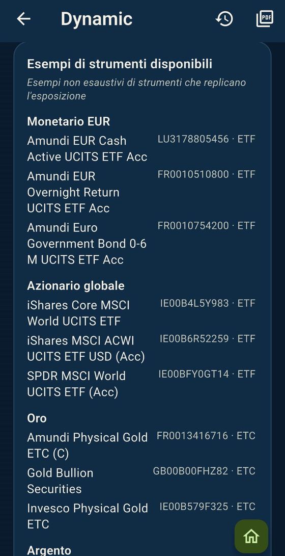 Schermata reale dell'app con esempi di strumenti disponibili
